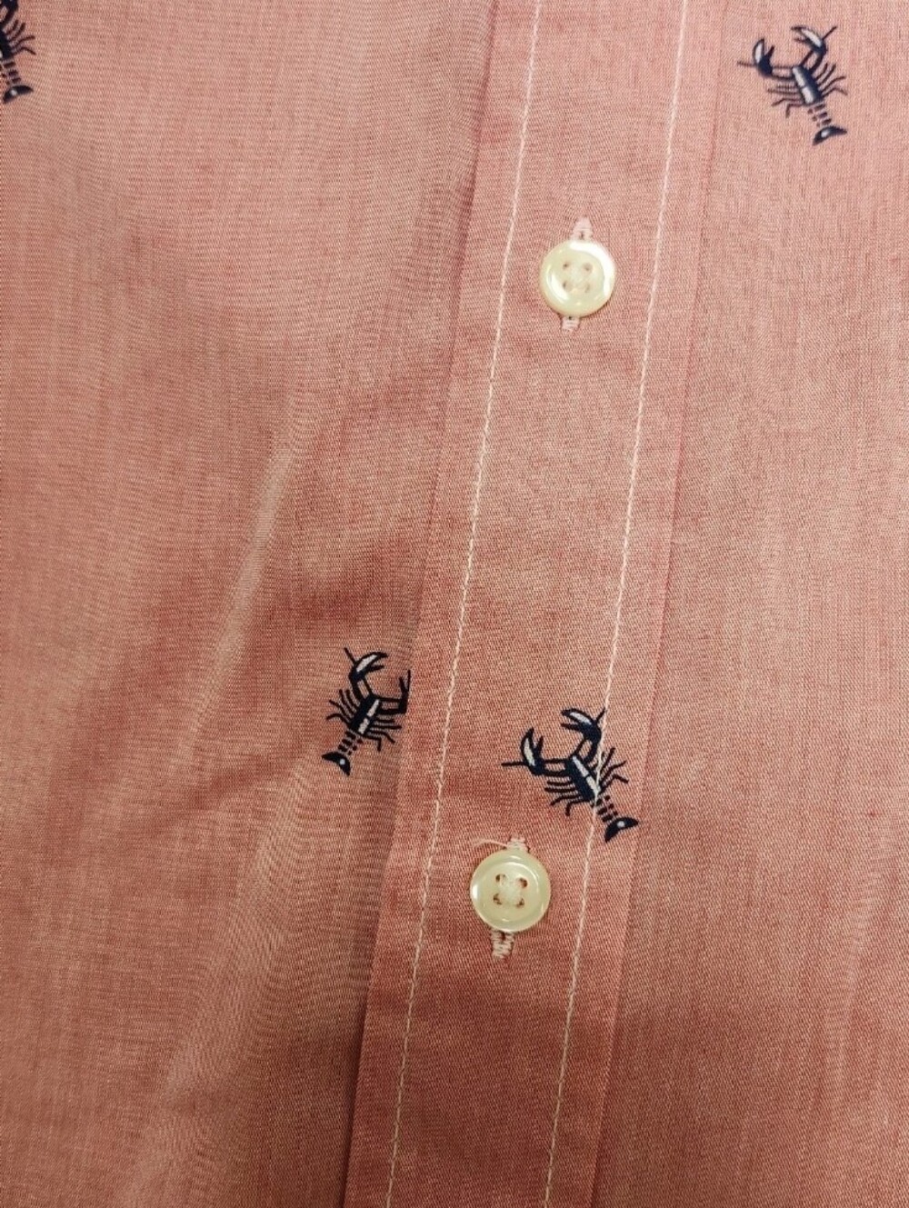 New Chaps Mens Large Lobster Print Short Sleeve Button Down Shirt Front Pocket - Picture 6 of 11